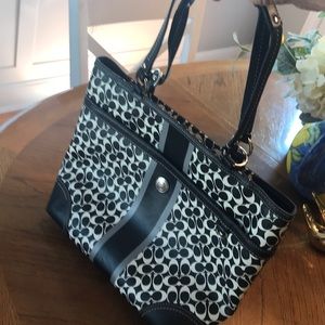 Coach purse tote black and white